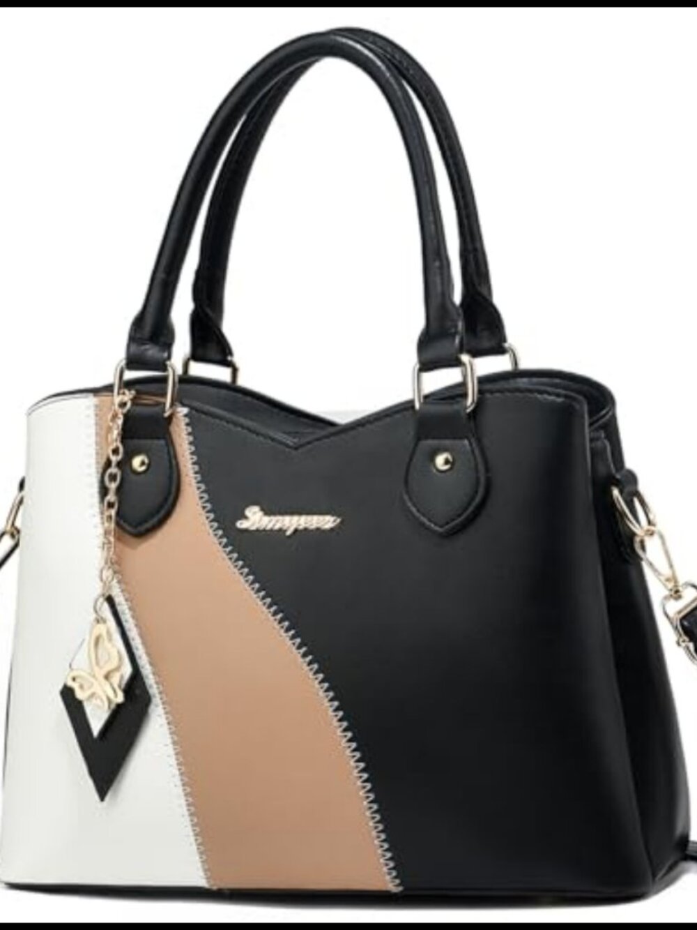 Synthetic Leather Satchel Handbag Top Handle Shoulder Crossbody Tote